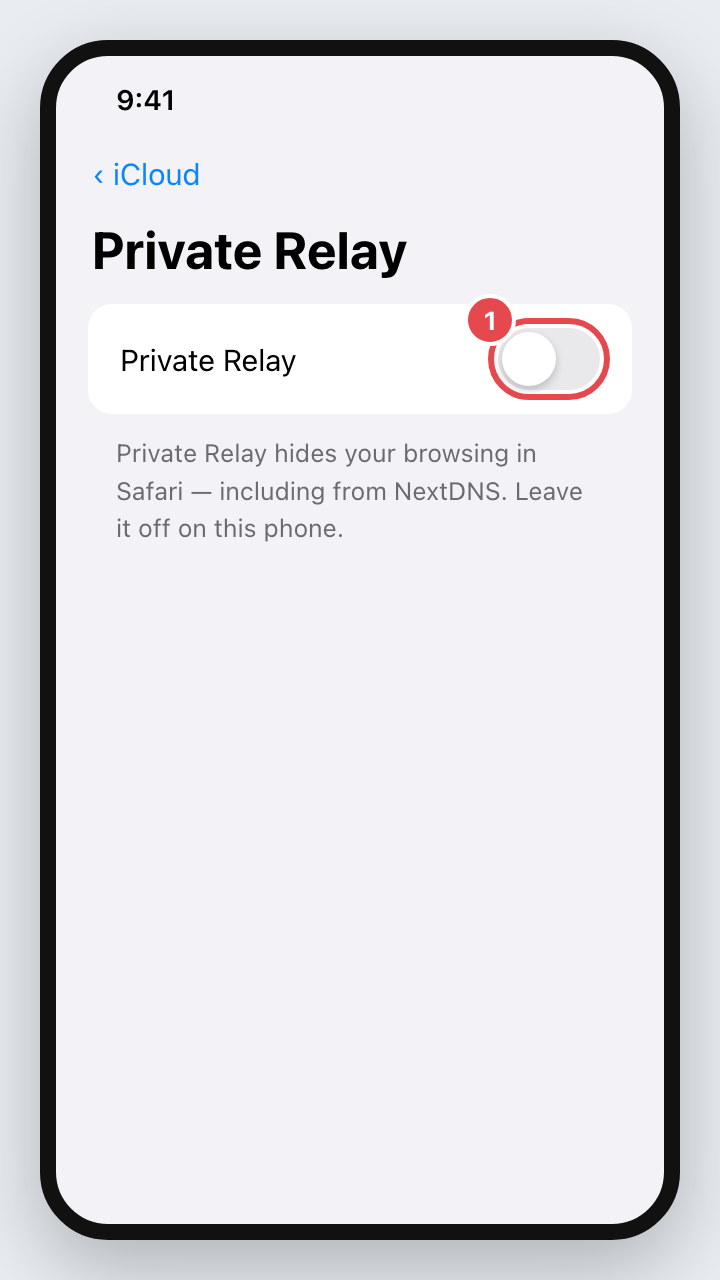 Private Relay switched off