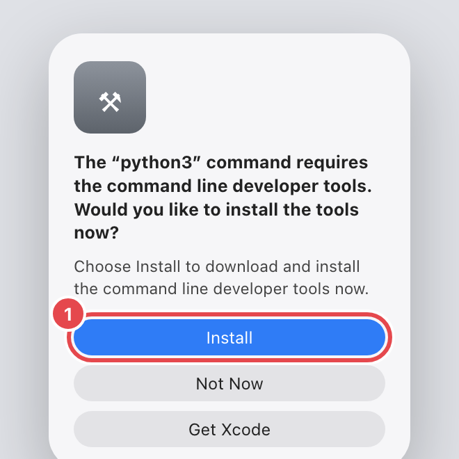 Install command line developer tools prompt