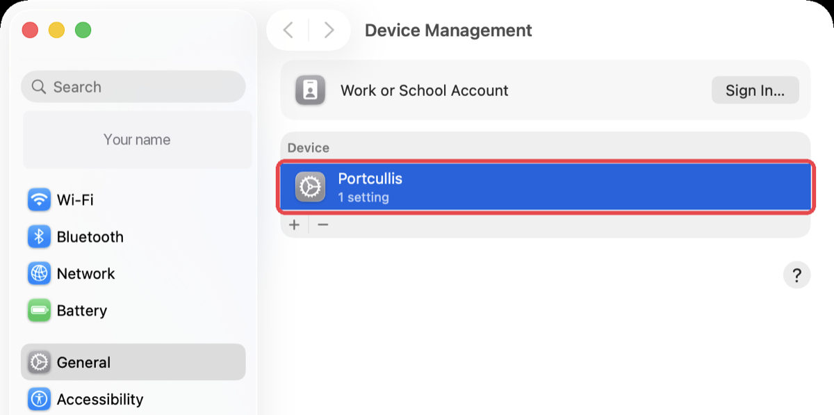 Portcullis listed under Device